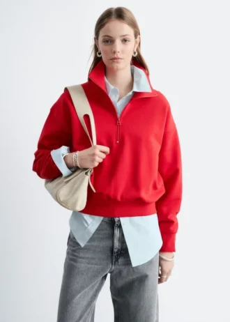 Sweat-shirt à col cheminée et fermeture éclair