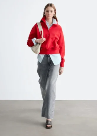 Sweat-shirt à col cheminée et fermeture éclair