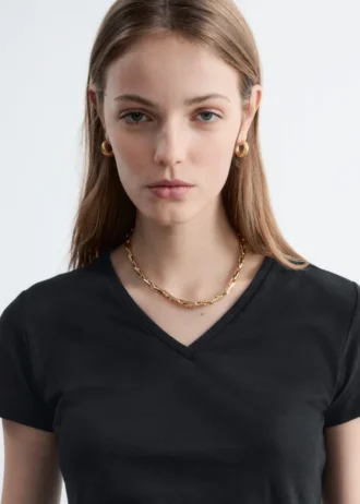 T-shirt en coton à col en V