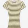 T-shirt en maille côtelée rayée