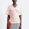 T-shirt froncé à col en V