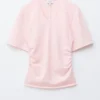 T-shirt froncé à col en V