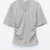T-shirt froncé à col en V