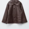 Veste carrée en cuir nappa