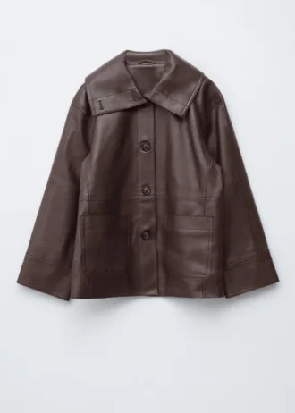 Veste carrée en cuir nappa