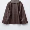 Veste carrée en cuir nappa
