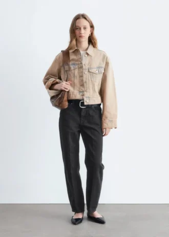 Veste courte en denim surteint