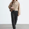 Veste courte en denim surteint