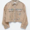 Veste courte en denim surteint
