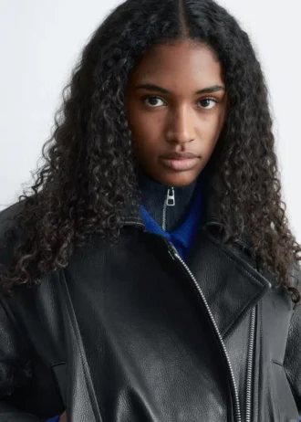 Veste de motard en cuir avec ceinture