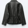 Veste de motard en cuir avec ceinture