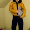 Veste de motard en cuir verni