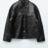 Veste en cuir à cordon de serrage à la taille