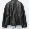 Veste en cuir à cordon de serrage à la taille