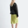 Veste en cuir à cordon de serrage à la taille