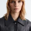 Veste en cuir à poches plaquées