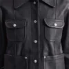 Veste en cuir à poches plaquées