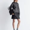 Veste en cuir à poches plaquées