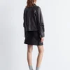 Veste en cuir à poches plaquées