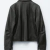 Veste en cuir à poches plaquées