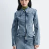 Veste en denim ajustée à fermeture éclair