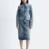 Veste en denim ajustée à fermeture éclair
