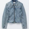Veste en denim ajustée à fermeture éclair