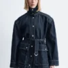 Veste en denim avec ceinture à nouer