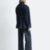 Veste en denim avec ceinture à nouer