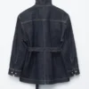 Veste en denim avec ceinture à nouer