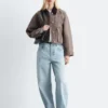 Veste en denim à col en velours côtelé