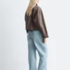 Veste en denim à col en velours côtelé