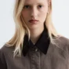 Veste en denim à col en velours côtelé