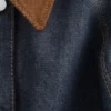 Veste en denim à col en velours côtelé
